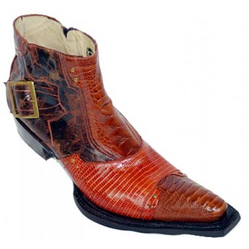 Pecos Bill  "Titan" Cognac/Brown Ostrich/Lizard PointedToe Boots